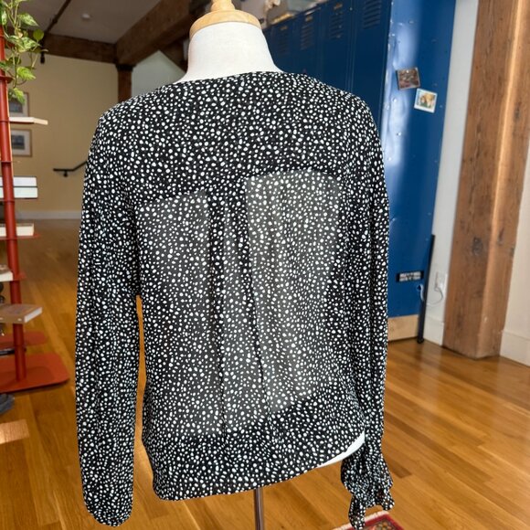 Allsaints semi sheer rockstar top polka dots penny splash v-neck - Picture 2 of 6